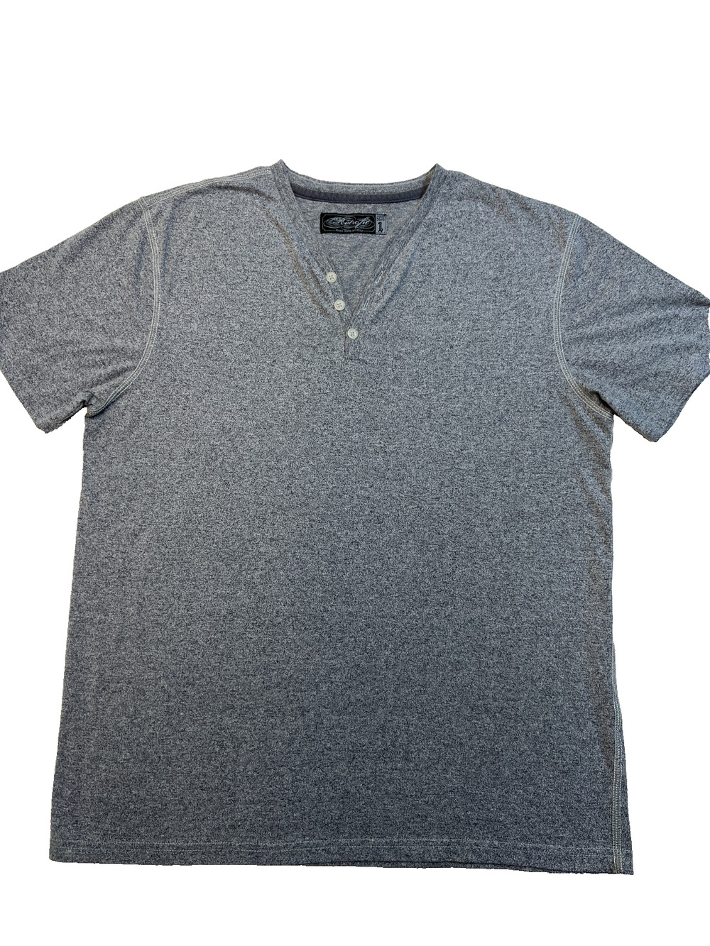 Retro Fit Mens Henley Shirt Short Sleeve Buttons Slim Fit Heather Grey, Sz L